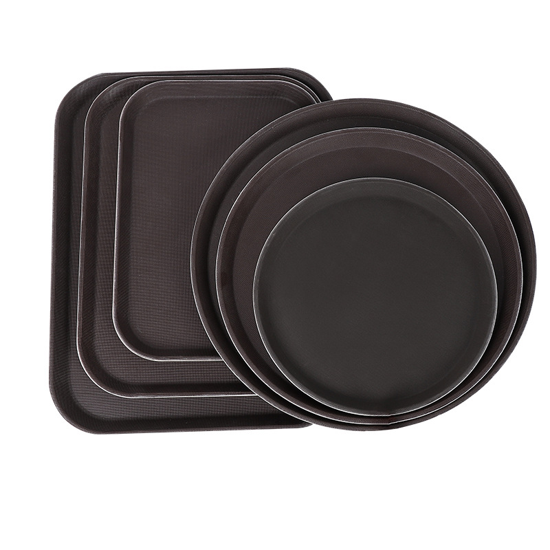 Plastic rectangular and circular anti-slip dining trays, large tempered trays for serving dishes in fast food restaurants, hotels, restaurants and KTVS Item Picture