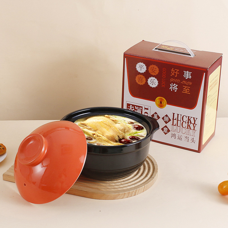 Household soup pot, lithium porcelain high-temperature resistant stewing pot, old-fashioned soup pot, gas stove model, large-capacity soup pot, gift wholesale Application Scenario