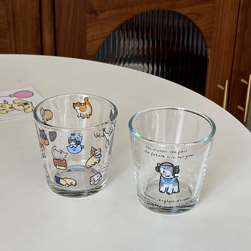 Japanese-style small wine cups, niche ins cartoon hook-shaped glass cups, heat-resistant small wine cups, coffee cups, gift box set details Picture
