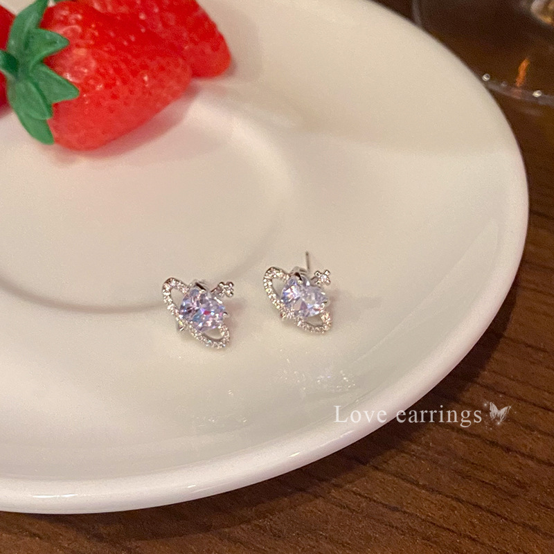 925 Silver Needle micro-inlay Zircon Planet earrings, ins style, versatile, niche design, high-end, light luxury, internet-famous earrings Application Scenario