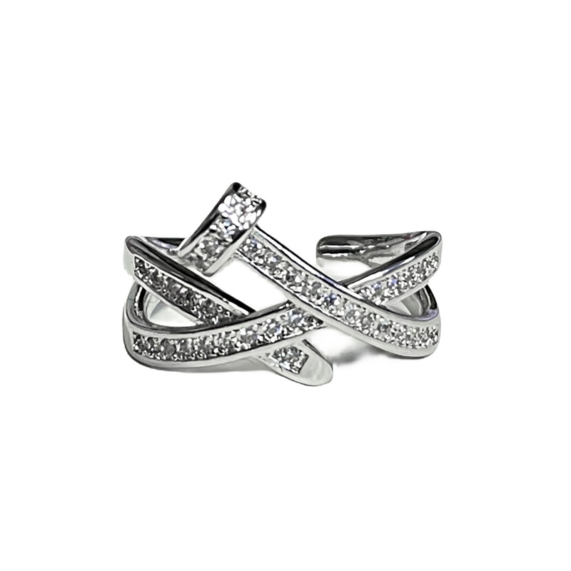 A high-end, slightly inlaid zircon open ring for women's light luxury, niche ins style, cold and fashionable, versatile ring trend Item Picture