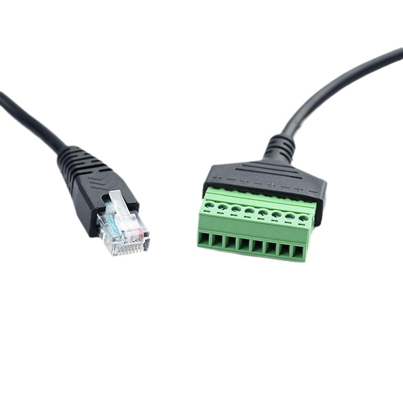 The RJ45 network cable extension cable is solder-free with screw holes for fixing terminal blocks and connecting to an 8-core extension cable Item Picture