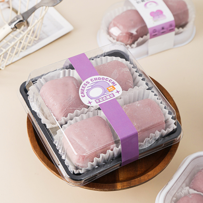 4 pieces of taro paste cheese balls packaging box, snow mayonnaise meat floss small shell egg yolk pastry baking 6 pieces transparent box details Picture