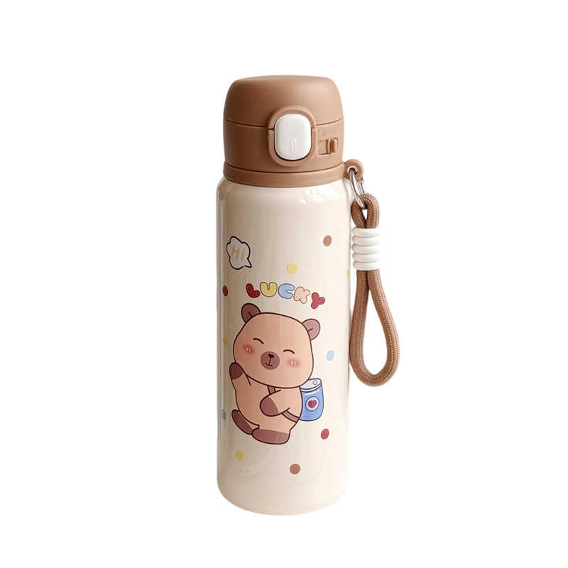 Cute pet bouncing direct drinking insulated cup, stainless steel tea-water separation insulated cup, adorable cartoon children's insulated cup Item Picture