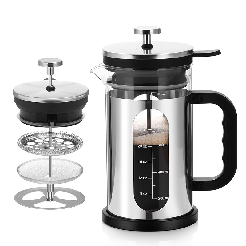 Coffee press, high borosilicate glass heat-resistant tea infuser, sealed press and stewing coffee utensil, household sharing pot full figure