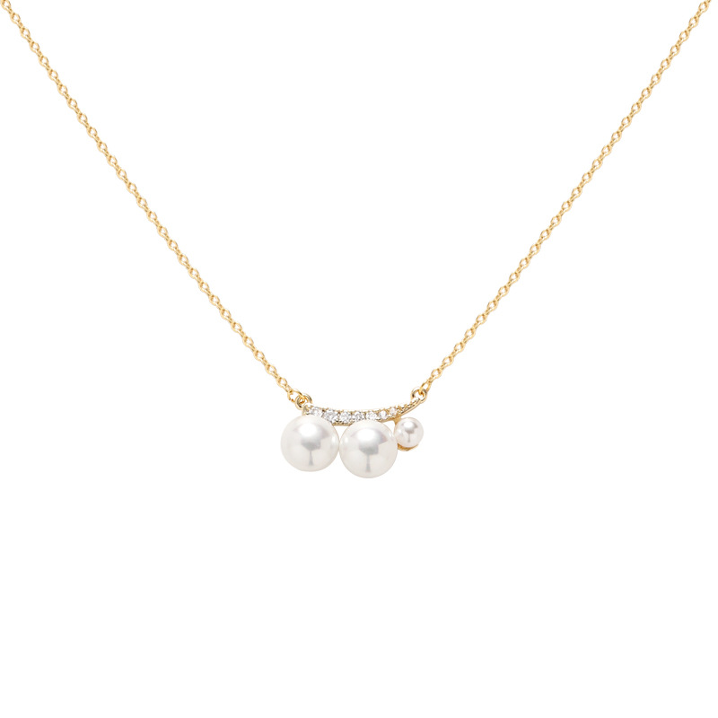 French pearl zircon necklace with a high-end feel, ins simple and versatile collarbone chain, new retro style pendant wholesale Item Picture