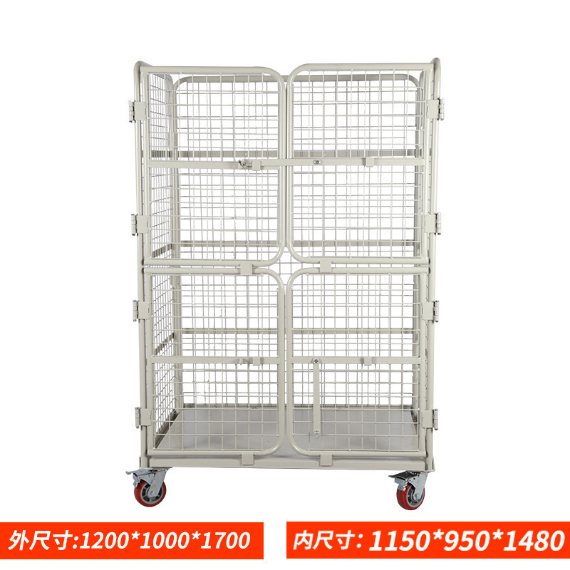 Four small door grid logistics turnover vehicles, folding powder-coated vehicles, storage transfer cage vehicles, express loading and unloading sorting vehicles undefined