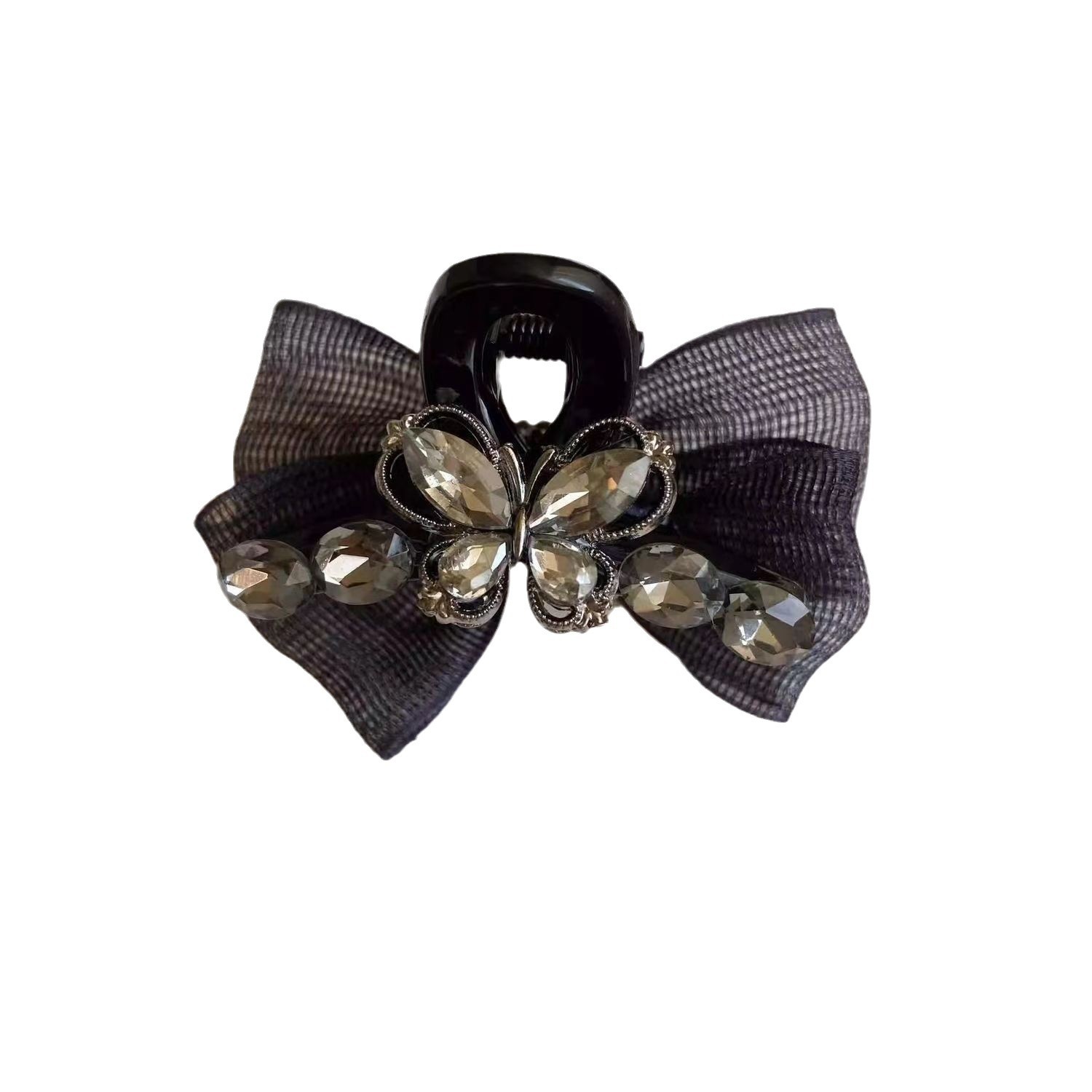 The new autumn and winter collection features a light luxury style with a black mesh butterfly diamond fringe clip and a high-end side hair clip Item Picture
