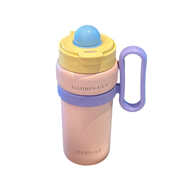 Internet-famous large-capacity ice cup, double-drinking cup with straw, stainless steel insulated cup, student high appearance level planet coffee cup Item Picture