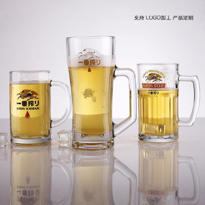 Glass cups, beer mugs, draft beer cups, milk cups, heat-resistant milk tea brewing cups, LOGO printing Specification drawing