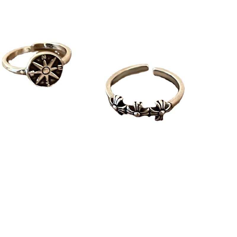 Dark style retro distressed cross open ring for women's Instagram niche design, high-end and fashionable ring accessory Item Picture