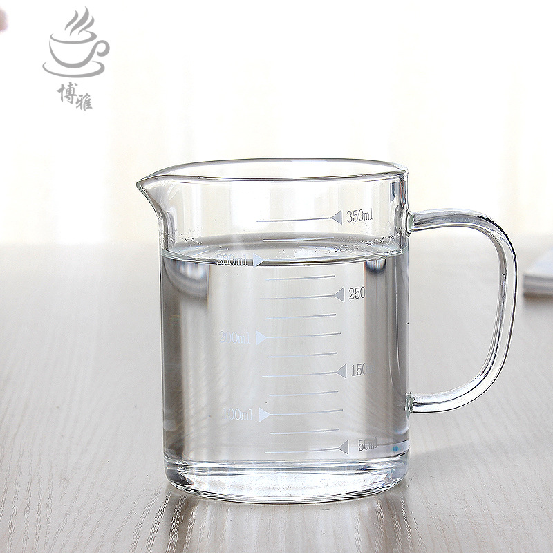 Wholesale measuring cups: High borosilicate glass graduated cups, thickened, high-temperature resistant, large-capacity kitchen and household baking cups, water cups Specification drawing