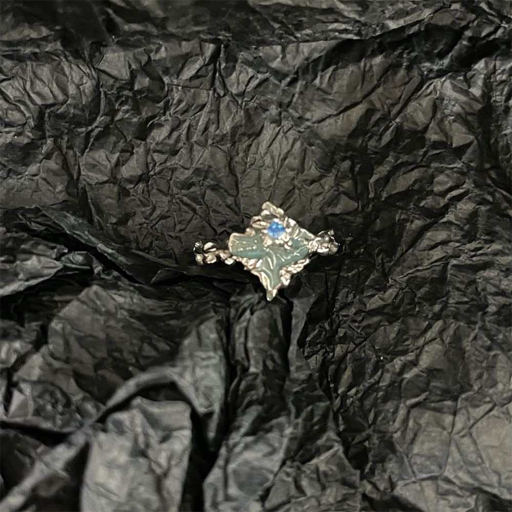 Textured color diamond ring for women, 925 sterling silver ins Korean version high-end ring, niche cold style light luxury epoxy resin jewelry Application Scenario