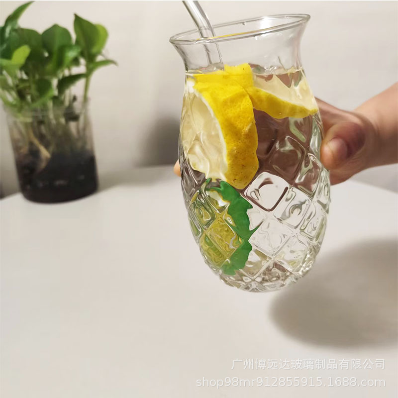 ins influencer pineapple cocktail cup, coffee cup, creative embossed cocktail juice glass cup, water cup and beverage cup details Picture
