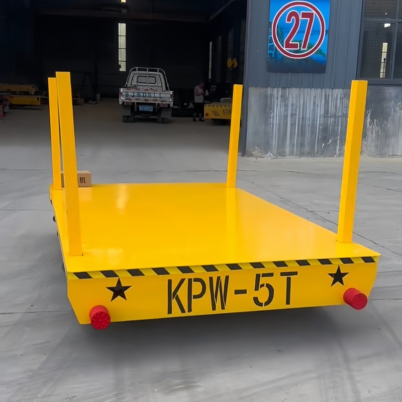 The trackless electric flat car comes in various tonnage sizes and can be positioned by AGV for goods handling. It is an intelligent flat car with a capacity of 5 tons and 3 tons details Picture