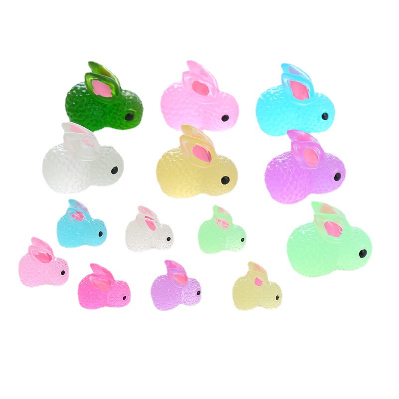 Resin accessories, luminous rabbits, cute cartoon children's trendy toys, creative luminous keychain accessories, and house play ornaments Item Picture