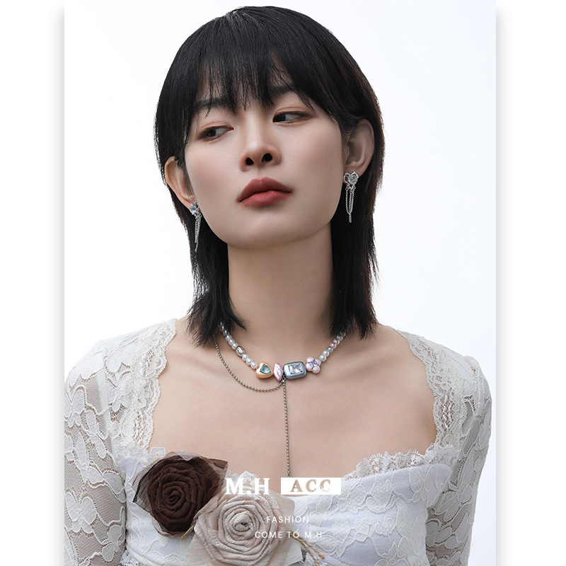 Wholesale of new sweet, cool and cute candy pearl necklace accessories with a unique design sense for women and a sweet girl's temperament details Picture