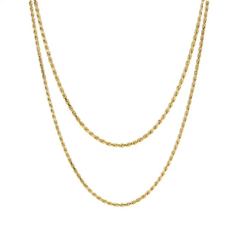 This is a minimalist and retro double-layer chain necklace with a unique European and American style. It is made of titanium steel and is versatile. It features a gold layering plain chain and a collarbone chain in an ins style Item Picture