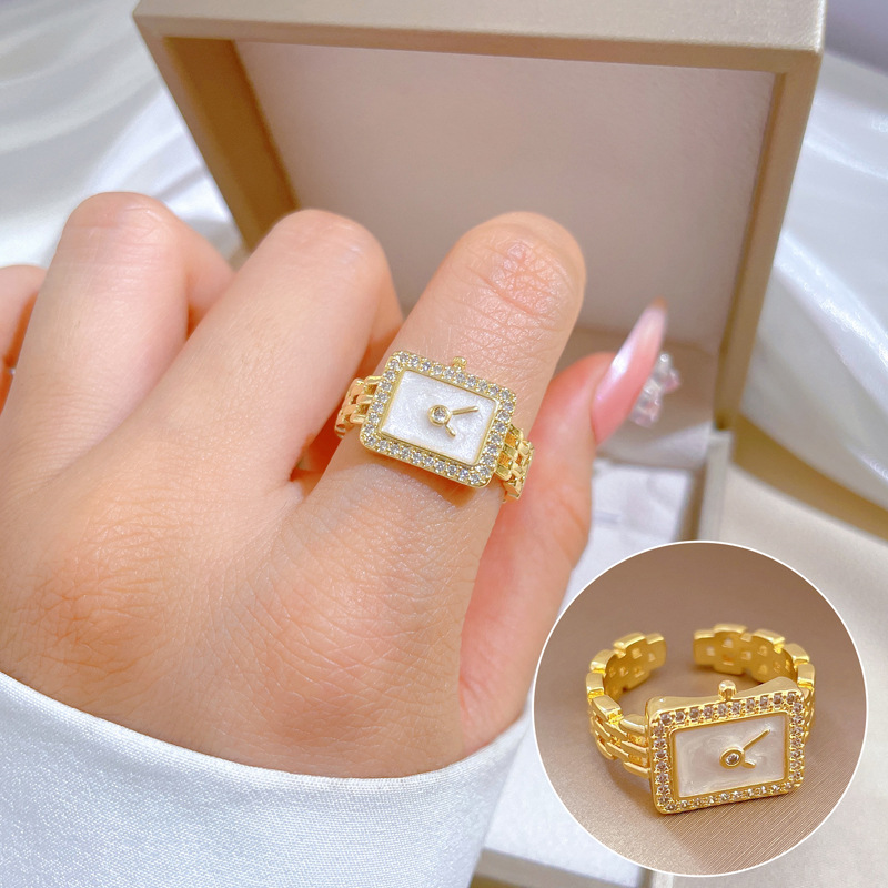 【 Real Gold 】 A simple Japanese-style wristwatch with adjustable zirconia ring opening. It is a Japanese-style ring for couples full figure