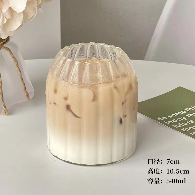 Glass milk water cup, household coffee cup, bamboo glass cup, office coffee cup, straw water cup, milk water cup Application Scenario