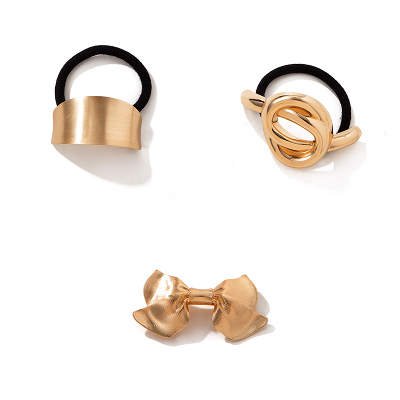 Bow hair tie, versatile and elegant in European and American style, alloy hair band, simple and elegant, half tied in a ponytail at the back of the head, hair accessory and headwear Item Picture