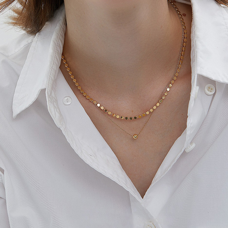 Fashionable and classic, niche double-layer beaded necklace for women, minimalist and versatile, light luxury collarbone chain sweater chain, Instagram details Picture