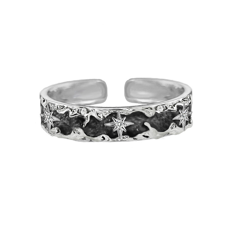 High-end, niche design, simple couple rings, ins, cold style, exquisite layering, unique open index finger ring Item Picture
