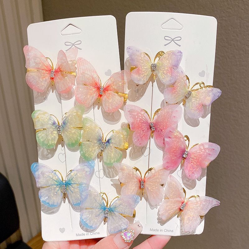 New super fairy gradient butterfly children's hair clips, ancient costume style girls' hair clips, ponytail clips, hair accessories, headwear clips wholesale details Picture