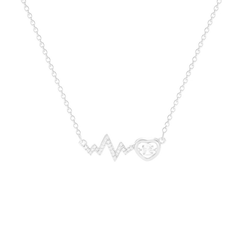 Creative electrocardiogram necklace, high-end feel, Korean Internet celebrity fashion heart collarbone chain, titanium steel sweater chain, personalized accessory Item Picture