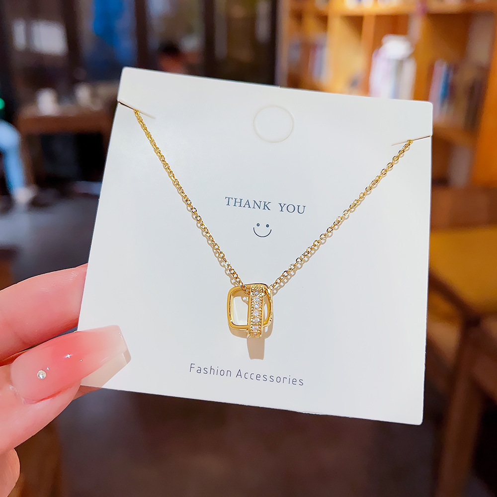 Korean geometric bestsellers, titanium steel necklaces, women's niche, light luxury, versatile collarbone chains, simple and individual necklaces wholesale Specification drawing