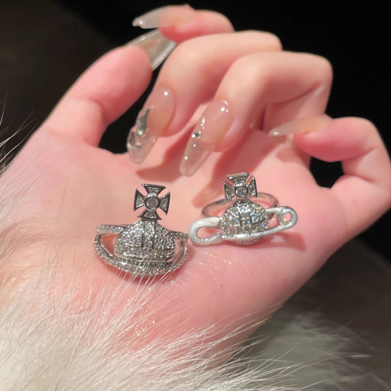 Saturn Ring women's niche design fashionable and individual index finger ring zircon opening decoration for girls, high-end and light luxury trend Specification drawing