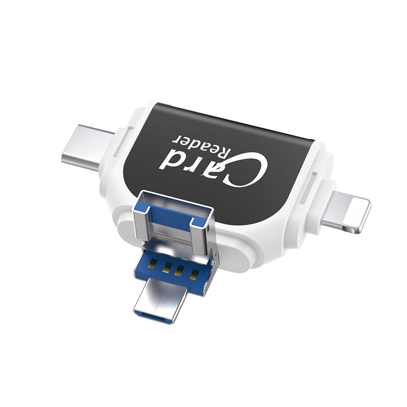 Plug-and-play, suitable for Apple and Android mobile phones, multi-functional card reader, 4-in-1 multi-functional TF card, SD card details Picture