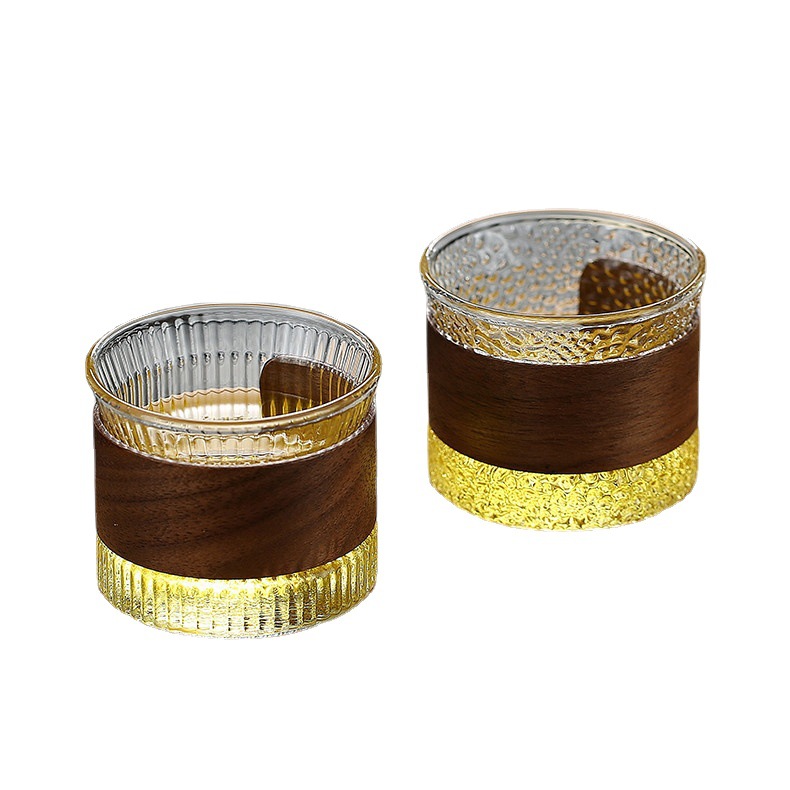 Anti-scald master cup, single cup, glass cup, wooden ring, heat-insulating small tea cup, thickened kung Fu tea cup, tasting cup, tea drinking cup Item Picture