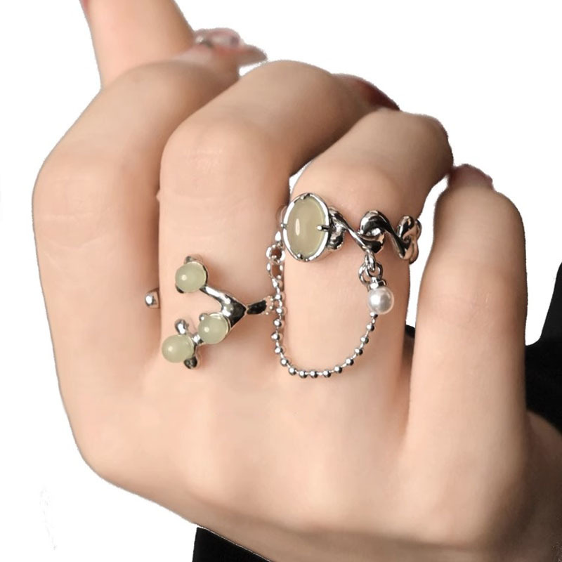 New Chinese-style national trend style, high-end, individual and fashionable open ring, women's Instagram cold style quality ring, index finger ring details Picture