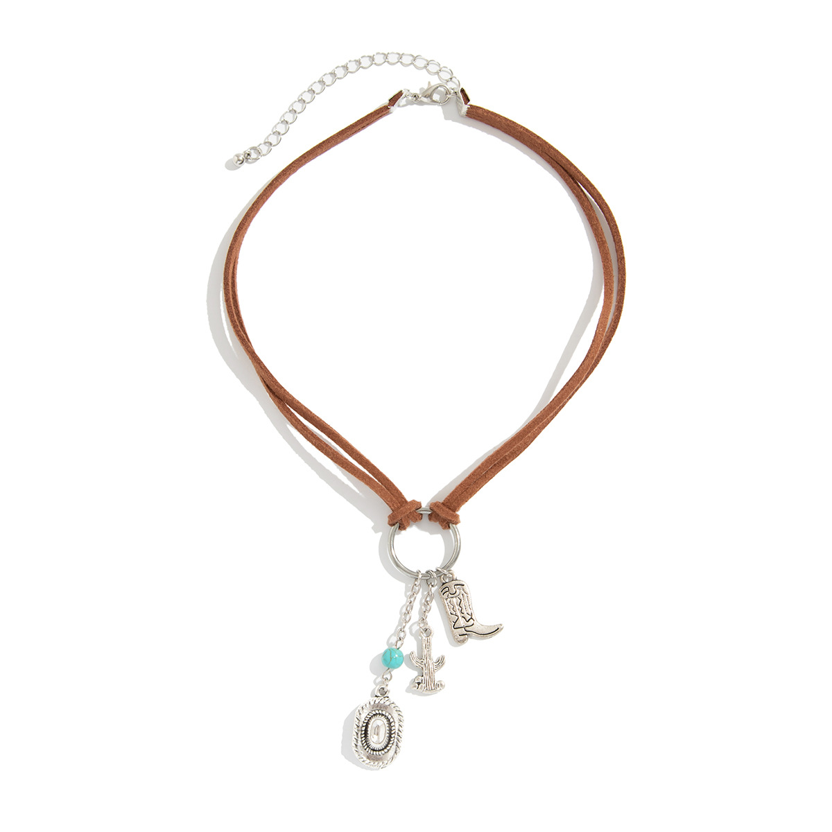 European and American cross-border accessories, ethnic-style cowboy hats, boots, Korean velvet necklaces, retro turquoise ring metal necklaces Item Picture