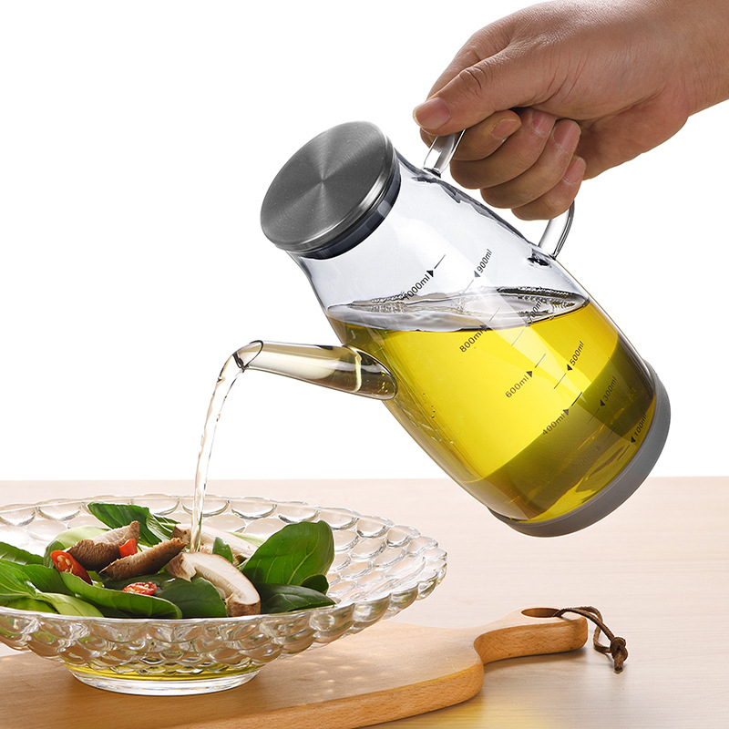 Glass oil bottle with handle, household oil pot, kitchen large-capacity soy sauce and vinegar seasoning bottle details Picture