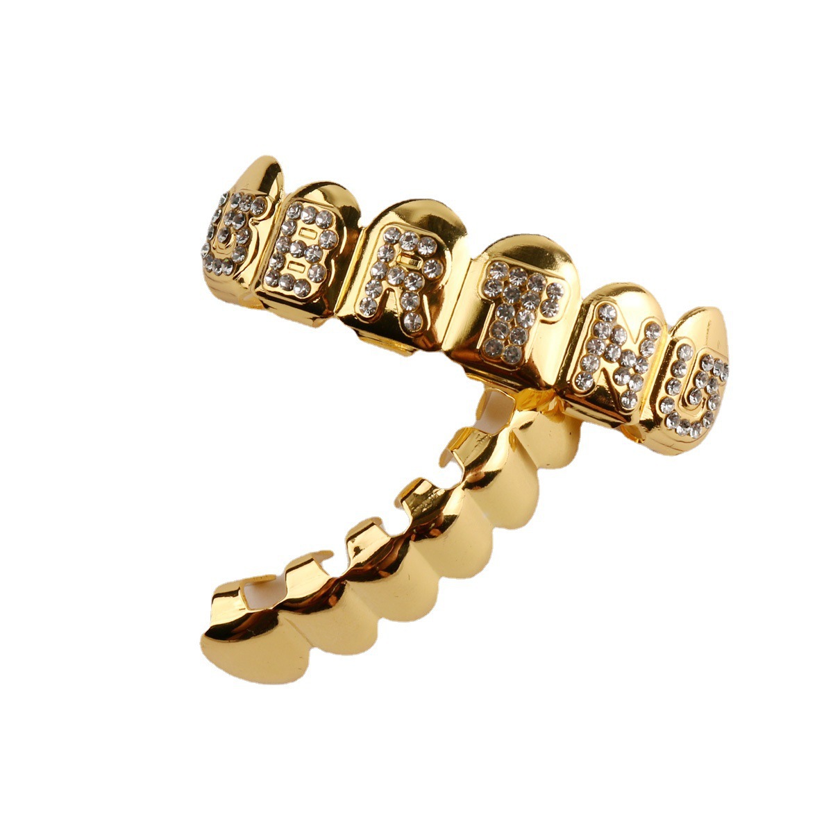 The manufacturer supplies popular Hiphop decorative braces with real gold plating and diamond gold teeth grills in Europe and America full figure