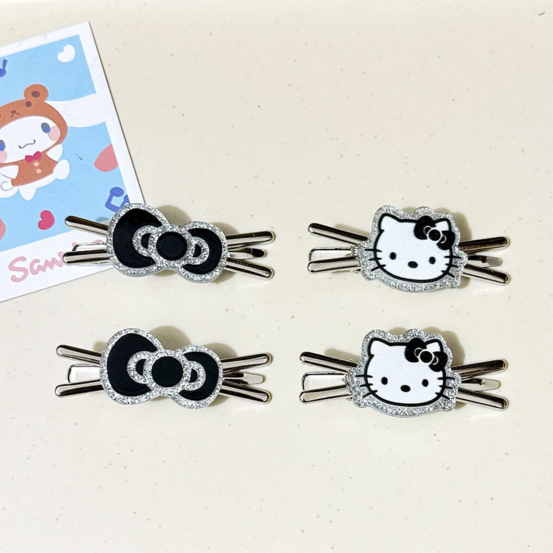Sweet and cool girl metal hairpin, female bow, ins girlish heart, side clip, bangs clip, high-end and exquisite hairpin Specification drawing