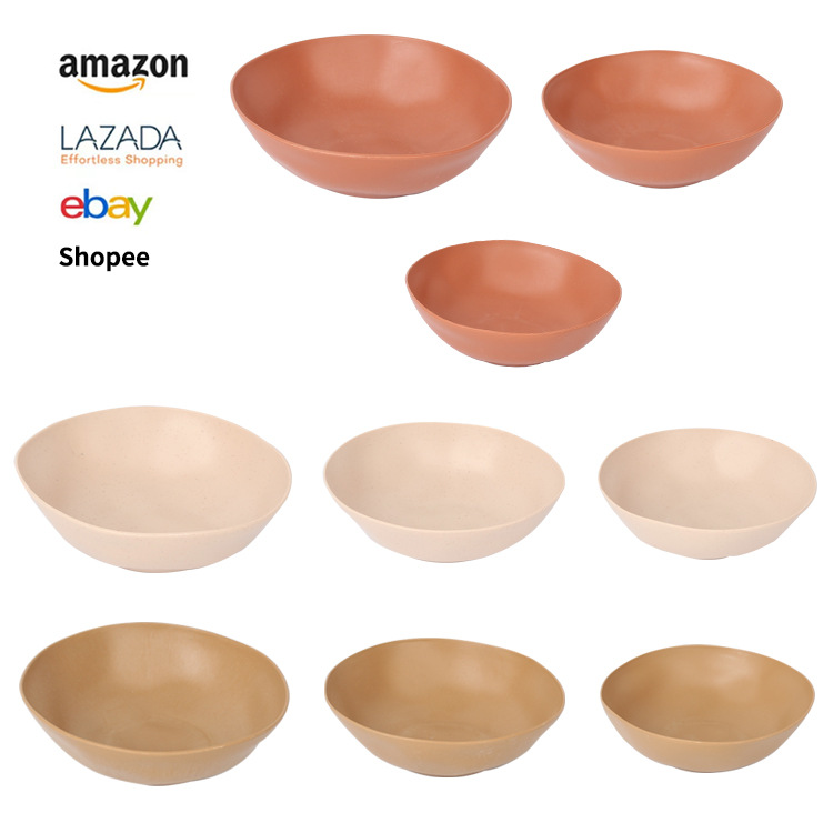 Creative irregular plastic household tableware bowls, wheat and bellflower rice bowls, children and babies' durable baby food bowls full figure