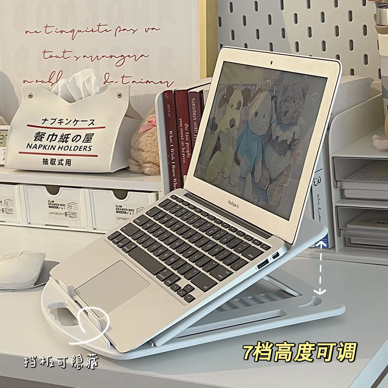 Laptop stand, desktop 360-degree rotating support, height-increasing stand, folding, lifting, portable and adjustable heat dissipation stand Application Scenario