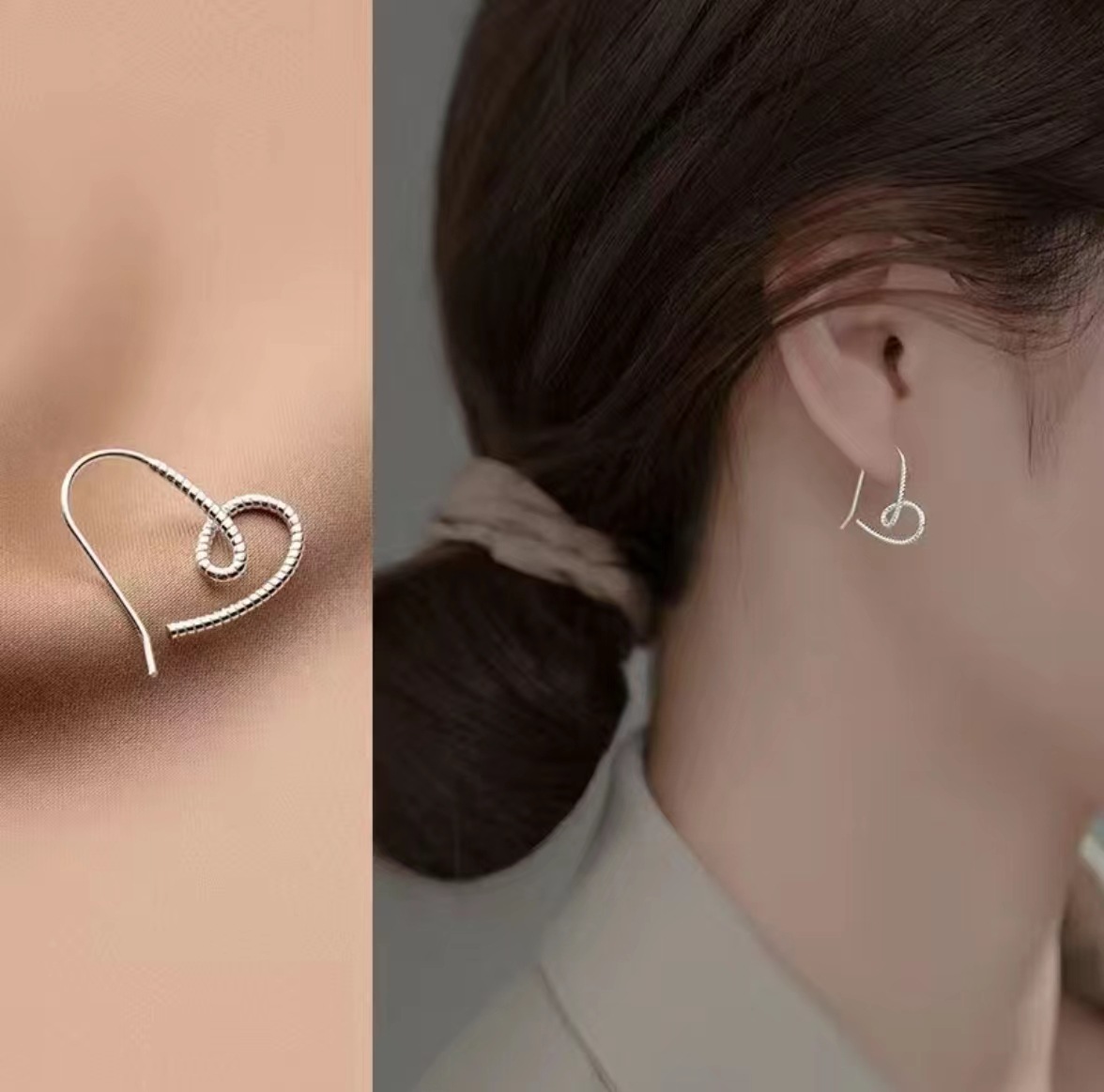In 2025, geometric and simple line twist heart-shaped earrings are trendy Instagram-worthy, versatile and elegant earrings from Japan and South Korea full figure