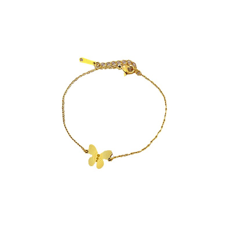 【 All-titanium Steel 】 Dongdaemun Personalized laser butterfly Chain bracelet, a retro best friend of a female Internet celebrity Item Picture