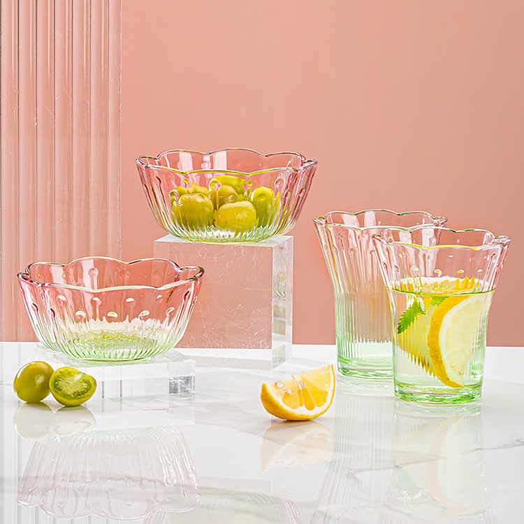 Factory direct sales of Chu Ying Cherry Blossom cups, bowls, tableware, glass bowl and cup sets, corporate employee welfare souvenirs full figure