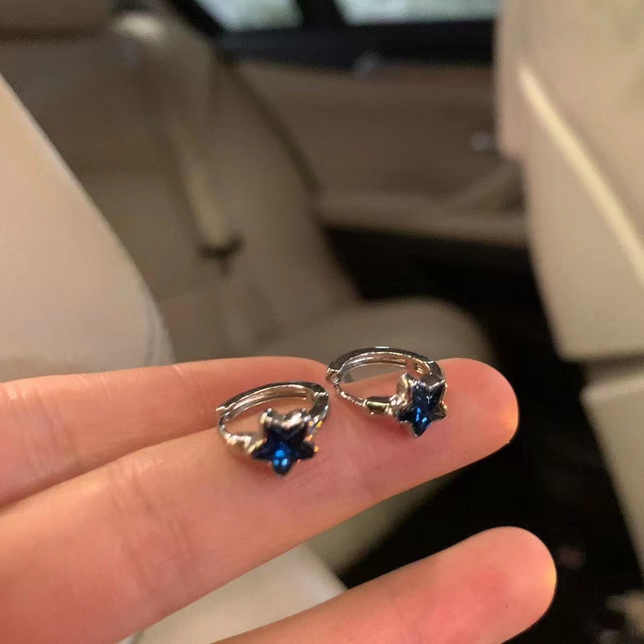 Personalized and versatile blue star ear studs for women, 2025 new style, sweet and cool, spicy girl style, niche design sense, ear stud earrings details Picture