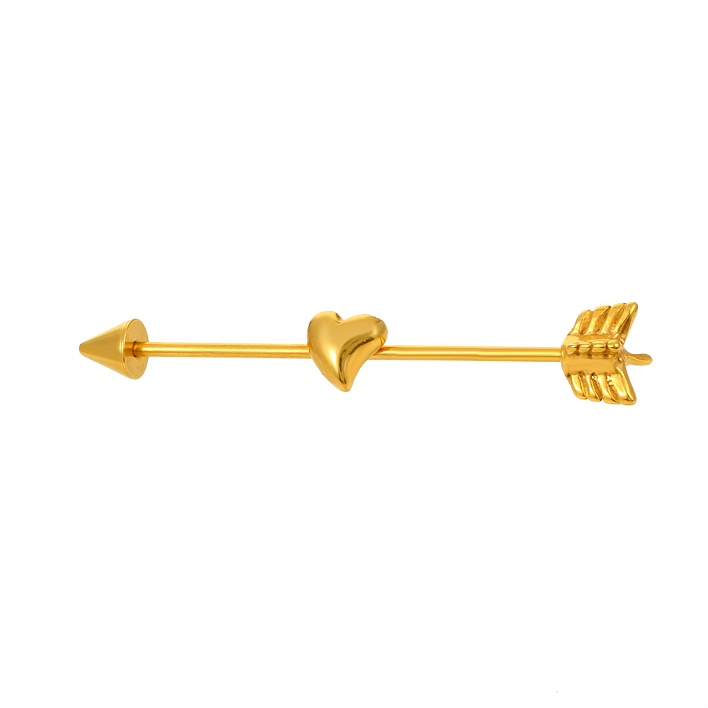 Cross-border best-selling stainless steel piercing accessories from Europe and America, African cold style heart-shaped ear piercings, piercing diagonal line ear needles and ear studs Item Picture