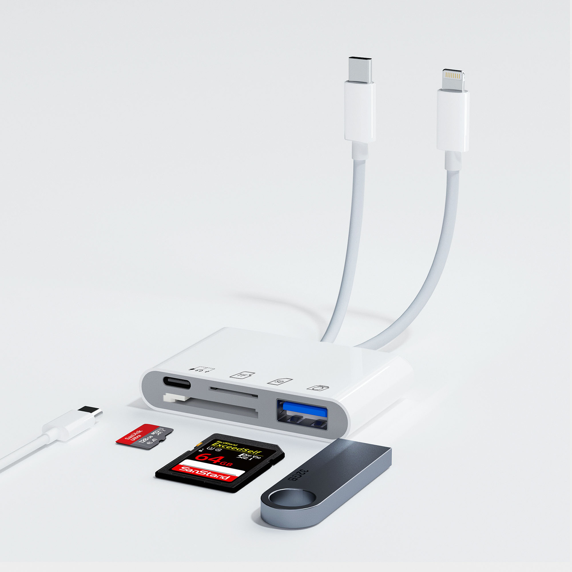 Four-in-one mobile phone card reader, SDTFUSB charging conversion cable, USB flash drive, mobile phone OTG multi-functional Item Picture