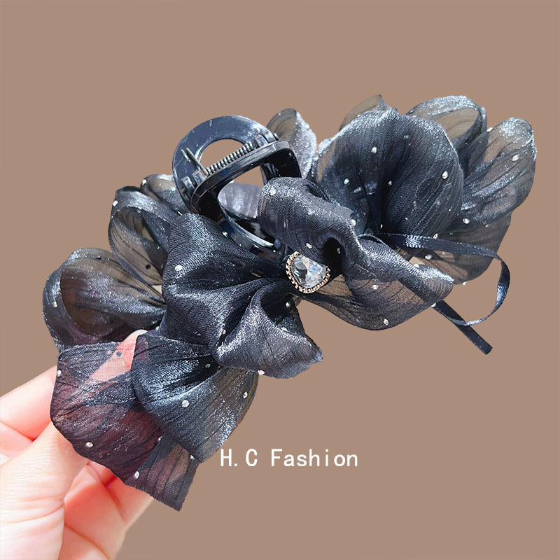 New high-end starry sky hot diamond bow cloud bubble grappling clip for women, back of the head hair clip, elegant hairpin Specification drawing