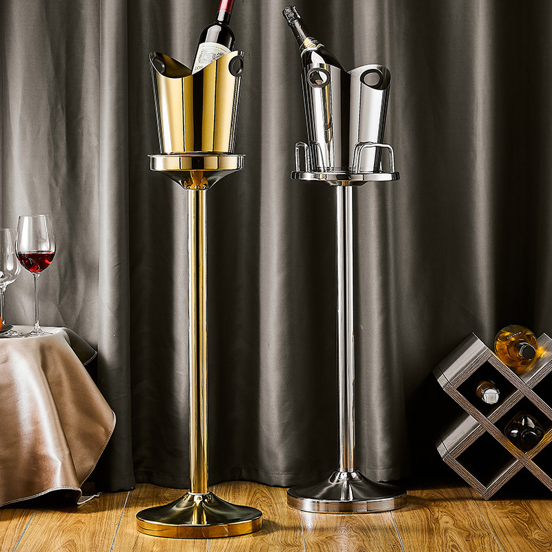 European-style stainless steel champagne barrel luxury rack display, model room decoration, home bar, ktv wine standing ice bucket Specification drawing