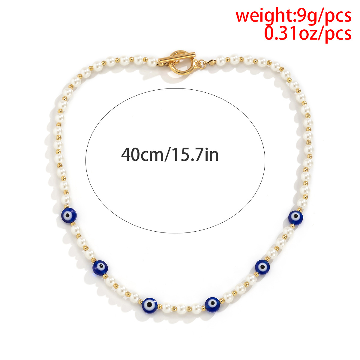 European and American cross-border jewelry: Geometric simple OT buckle single-layer collarbone chain, retro patchwork imitation pearl eye necklace Application Scenario