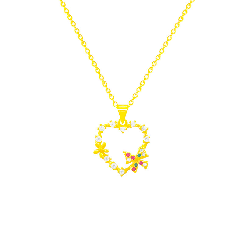 Titanium steel necklace, little champs-style heart-shaped flower collarbone chain, French court elegance, summer fresh and light forest-themed necklace Item Picture